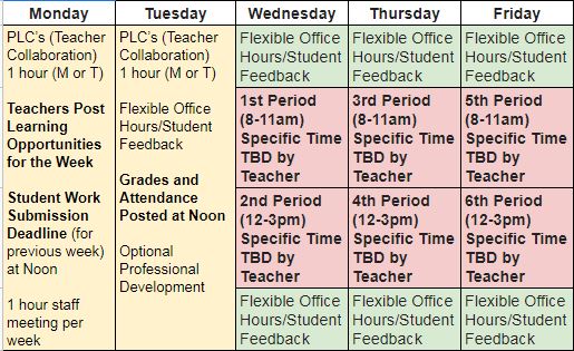 schedule for this week